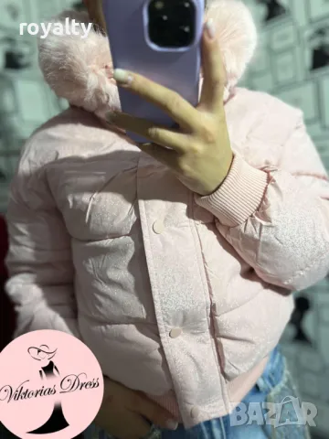 Късо дамско зимно розово яке , снимка 6 - Якета - 49201258