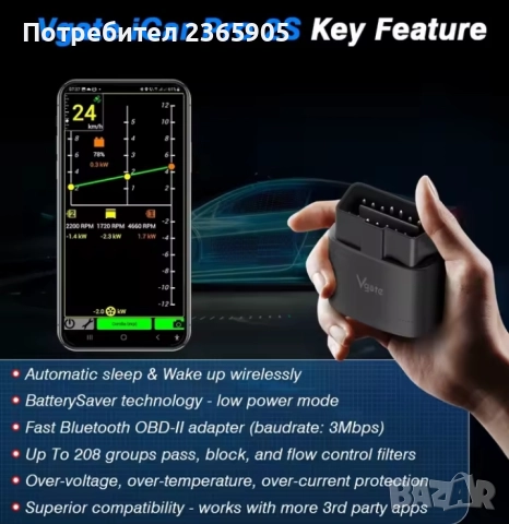 Промо! VGate iCar 2S- Aвтодиагностика Android- BT5.3, iPhone- Bt- BLE5.3, Windows, lifetime update