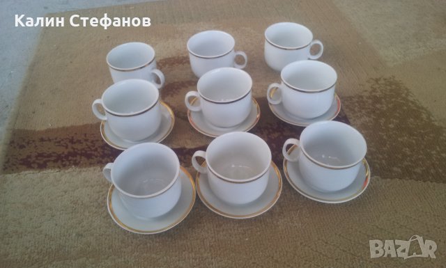 Чашки за кафе и чай с чинийки, златен кант, снимка 4 - Чаши - 26608162