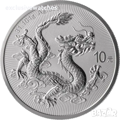 1 тройунция сребърна монета Китайски дракон 2025