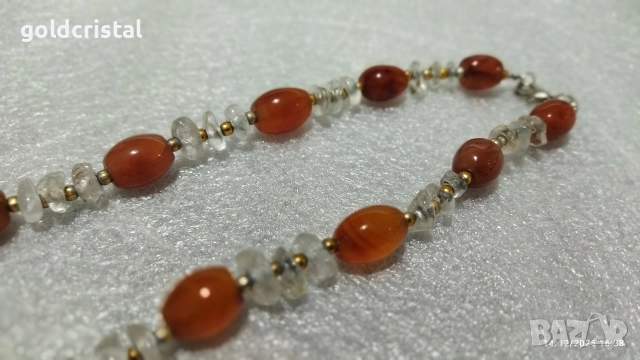 Стар накит гердан от естествен камък карнеол  , снимка 5 - Антикварни и старинни предмети - 52795000