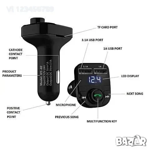 Bluetooth FM Transmitter,зарядно хендсфри, снимка 2 - Аксесоари и консумативи - 50742945