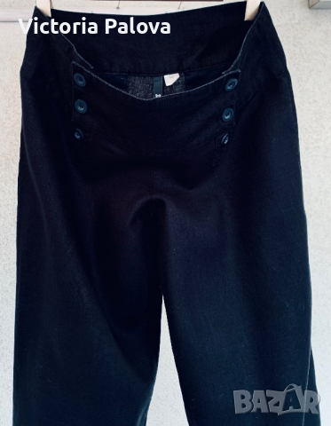 Модерен ленен панталон широк крачол, снимка 1 - Панталони - 44847228