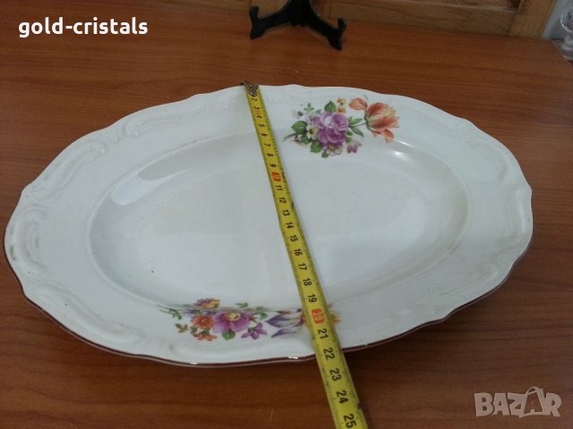 Стар български порцелан плато елипса, снимка 4 - Антикварни и старинни предмети - 34796582