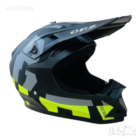 Кросова каска черно с неон и графит, За мотор, Атв, Велосипед, S, M.