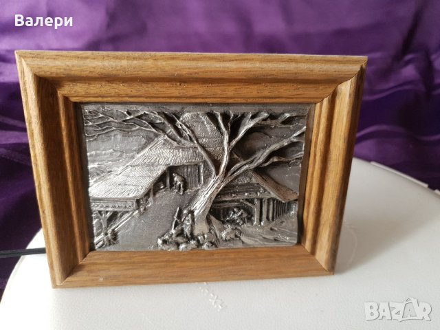 Релефна Картина Оловна Ръчна Изработка Антика , снимка 2 - Антикварни и старинни предмети - 40748239