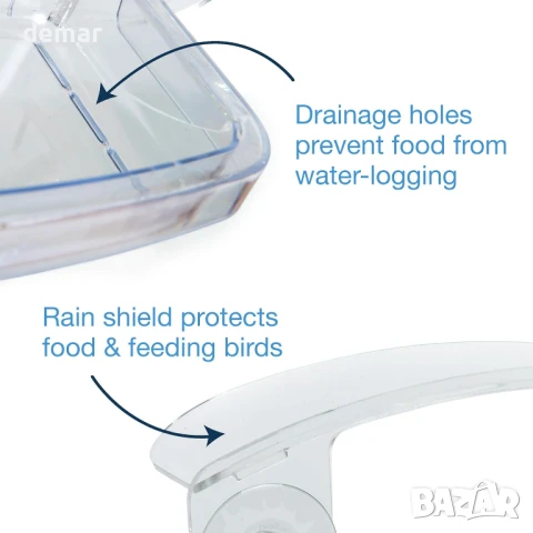 Прозрачна акрилна къщичка за птици с плъзгаща се тава - хранилка за прозорец Jacobi Jayne® Sky Deck™, снимка 6 - За птици - 50459267