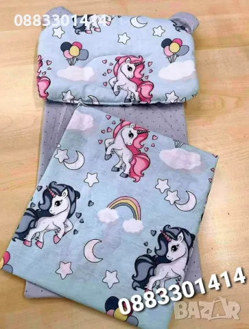 Комплект за количка бебешки с възглавница, одеяло и чаршаф за бебе, снимка 2 - Спално бельо и завивки - 47806667