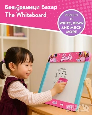 Нова Барби Детска дървена дъска Barbie статив с маркер и тебешири за деца, снимка 3 - Образователни игри - 53033250