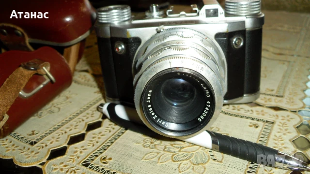 РЯДЪК НЕМСКИ ФОТОАПАРАТ - ALTIX с обектив Carl Zeiss Jena Tessar 2.8 / 50.и светкавица , снимка 4 - Фотоапарати - 50803770