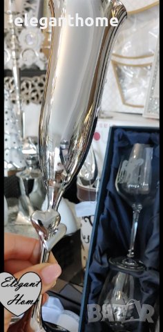 Чаши за шампанско - метализирано ​кристално стъкло, снимка 2 - Чаши - 35588725