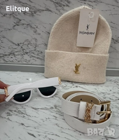 Дамски комплект шапка, очила и колан ysl saint laurent, снимка 3 - Други - 52820409