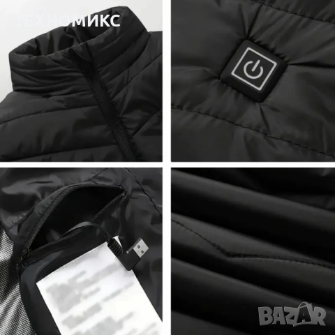 Електрически отопляем елек , 9 зони , Usb захранване,черен, снимка 9 - Елеци - 52259666