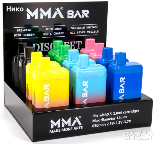  Дискретен вейп за картомайзер с масла MMA BAR mod, снимка 9 - Вейп без пълнители - 44873292