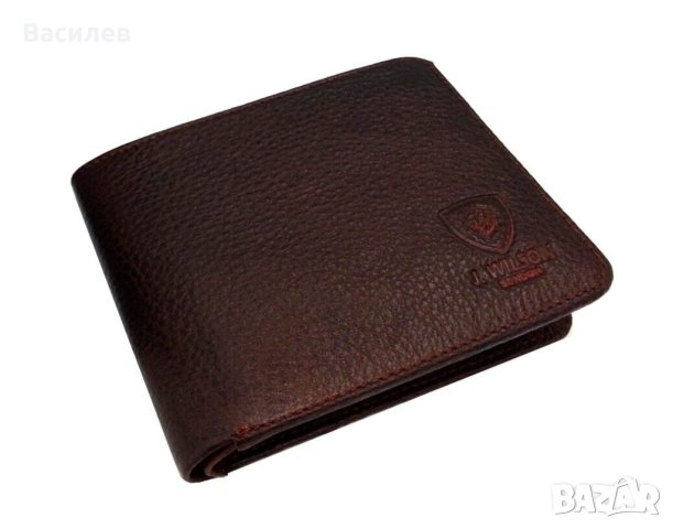 J.Wilson London нов мъжки портфейл портмоне естествена кожа с подарък калъф за документи внос Англия