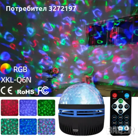 USB LED Проектор звездно небе,Дистанционно управление RGB прожекция в Magic Ball , снимка 4 - Прожектори - 48371637
