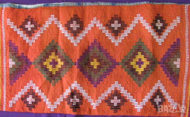 19 век Фолк Арт Ръчно Тъкана и Бродирана Вълнена Възглавница, снимка 3 - Антикварни и старинни предмети - 35197696