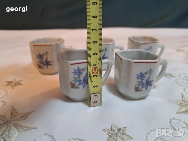 пет чаши за ракия стар български порцелан 27/5, снимка 4 - Чаши - 51779179