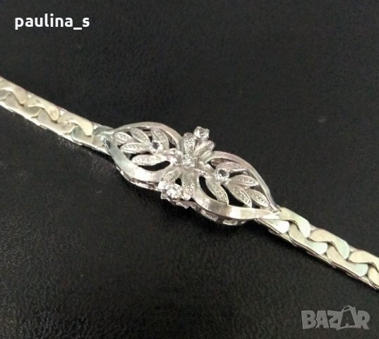 Антична бижутерия / гривна сребро 925 с прозрачни топази, снимка 6 - Гривни - 28742592