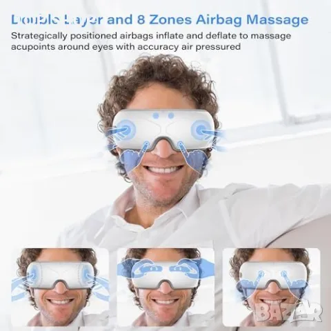 Нов Мултифункционален Очен Масажор с Топлина и Музика Красота жени, снимка 6 - Масажори - 49263862