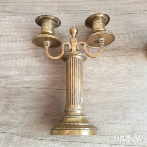 Комплект от два бронзови свещника, снимка 2 - Други ценни предмети - 49239113