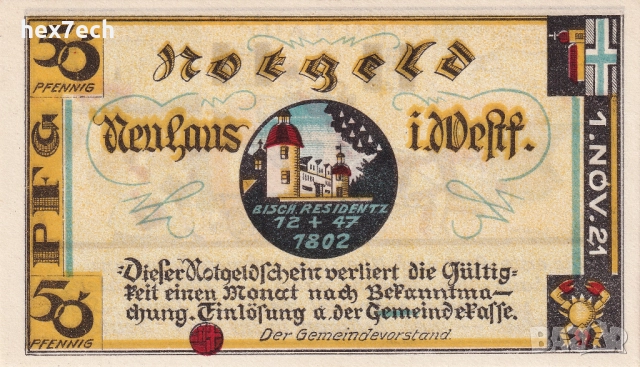 ❤️ Германия Neuhaus (Westfalen) 1921 50 пфенинга UNC нова ❤️, снимка 2 - Нумизматика и бонистика - 52918788