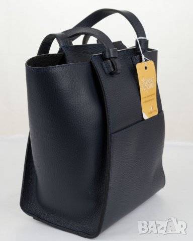 Дамска тъмносиня кожена чанта марка Classe Regina, снимка 3 - Чанти - 37115872