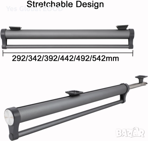 Разтегаема алуминиева релса за дрехи за гардероб 392 мм сиво/бяло, снимка 2 - Гардероби - 51985887
