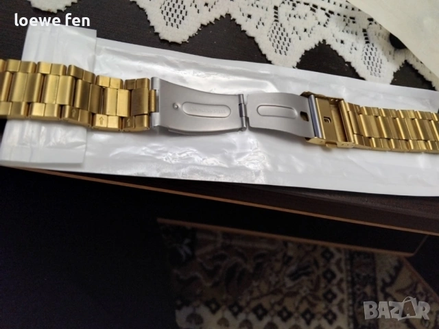 Верижка за часовник стомана златиста злато 24 мм!, снимка 4 - Мъжки - 53063597