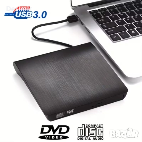 Външно DVD устройство USB 3.0 – CD/DVD четец за лаптоп и компютър, снимка 2 - Друга електроника - 52865707