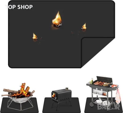 Защита подложка- килим за барбекю, камина, огнище BBQ mat 122х 76 см., снимка 2 - Барбекюта - 48512010