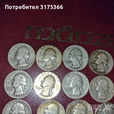 Сребърен четвърт куотър долар различни години  по избор от 1938 до 1960, снимка 2 - Нумизматика и бонистика - 43675813