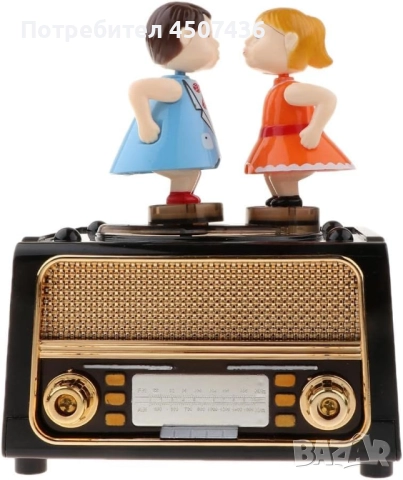 Ретро механична музикална кутия радио форма с целуваща се двойка и кутия за бижута, снимка 4 - Декорация за дома - 52747549