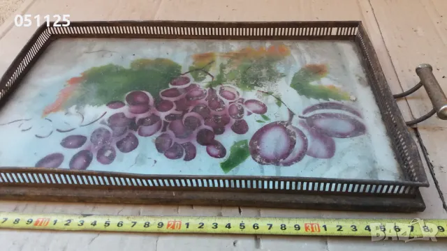 масивен царски поднос със стъкло , снимка 4 - Антикварни и старинни предмети - 47906786