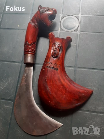 Уникален нож косер кинжал кания дърворезба абанос, снимка 5 - Антикварни и старинни предмети - 50954149