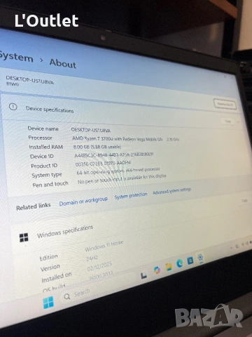 Лаптоп Lenovo IdeaPad 3, Ryzen 7, 8GB RAM, 512GB SSD, снимка 7 - Лаптопи за работа - 53039878
