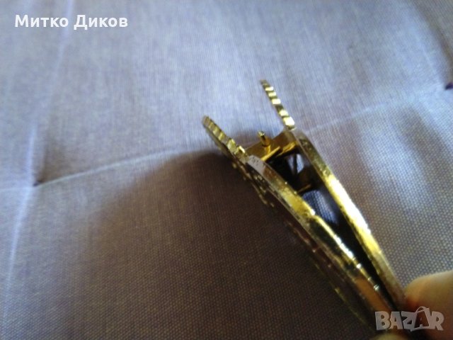 Винтидж гръцка емайл бронзова скоба за хартия двойна Атина Палада и Арго кораб фи 55мм, снимка 4 - Антикварни и старинни предмети - 35259479