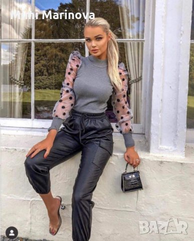 Последен Fashion топ с дантелен ръкав на точки, снимка 2 - Блузи с дълъг ръкав и пуловери - 27414302
