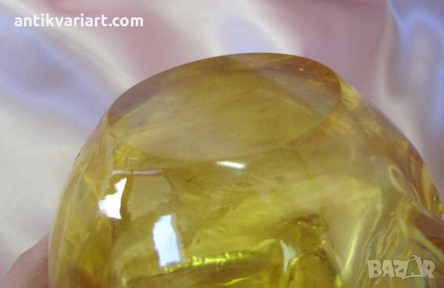 Стара Амбър Кристално Стъкло Ваза, снимка 8 - Антикварни и старинни предмети - 26465246