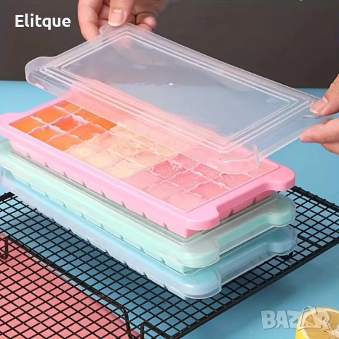 Силиконова форма за кубчета лед с прозрачен капак, снимка 10 - Други - 52862414