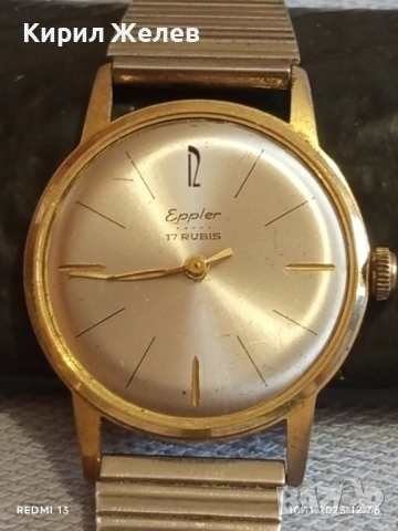 Стар механичен часовник Eppler няма стъкло баланса работи с позлата 51493, снимка 4 - Антикварни и старинни предмети - 52361438