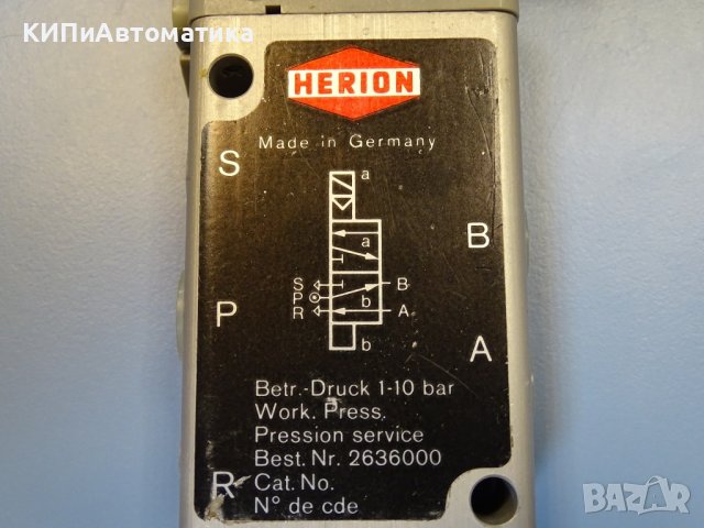 Пневматичен разпределител HERION 2636000 1/4, 220V, 10bar, снимка 4 - Резервни части за машини - 39374226
