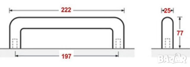 К-т Италиански Портални ДРЪЖКИ Ф25x222мм тип Полумесец за Метални, Плъзгащи и Повдигащи Врати БАРТЕР, снимка 3 - Други - 51696223