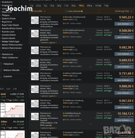 ПЛАТИН HERAEUS 100 г, снимка 5 - Нумизматика и бонистика - 46212334