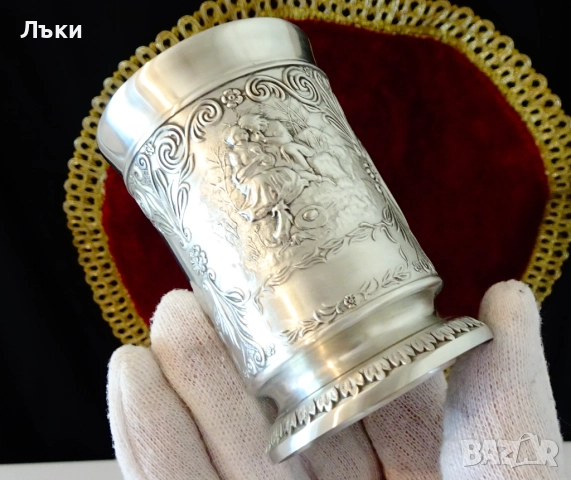 Чаша от калай с Влюбени,Фортуна,Близнаци. , снимка 8 - Антикварни и старинни предмети - 51582177