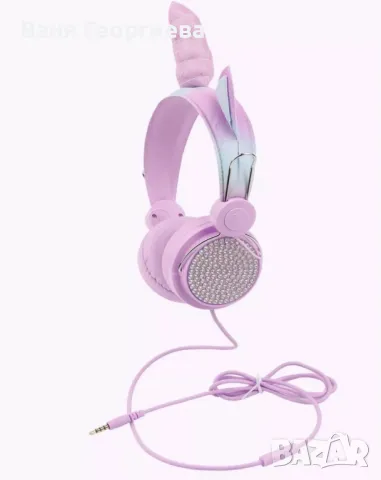 Детски Музикални Слушалки Дизайн с Камъчета и Еднорог , снимка 2 - Слушалки и портативни колонки - 49386718
