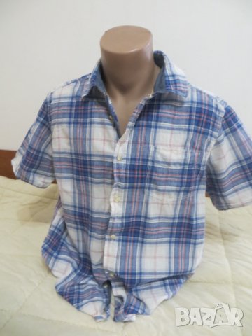 Мъжка риза с къс ръкав от лен George, снимка 1