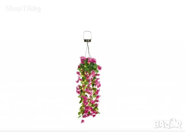 Соларна висяща саксия с LED осветление Living & Garden – 60 LED, топло бяло