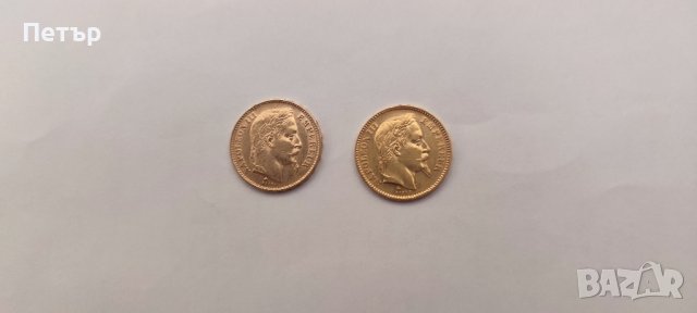 20 златни франка Наполеон с венец два броя, снимка 1 - Нумизматика и бонистика - 43689252