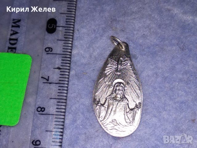 ПОСРЕБРЕНА ДВУСТРАННА КАТОЛИЧЕСКА ИКОНКА КРЪЩЕНКА РЯДКА 31286, снимка 2 - Колиета, медальони, синджири - 39856825